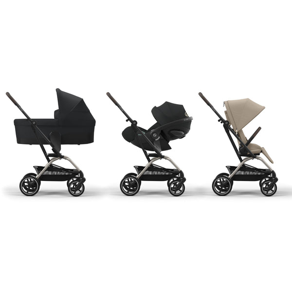 CYBEX EEZY S TWIST+ 2 TAUPE, carrinho de bebé compacto com assento rotativo de 360°, rodas todo-o-terreno, arnês One-Pull, fecho com uma mão e compatibilidade com cadeiras auto CYBEX, Maxi-Cosi e BeSafe desde o nascimento até aos 22 kg. Almond Beige