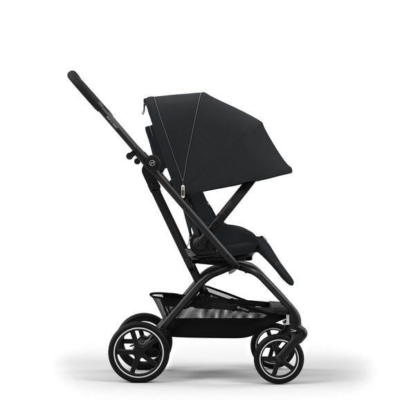 CYBEX EEZY S TWIST+ 2 BLACK, carrinho de bebé compacto com assento rotativo de 360°, rodas todo-o-terreno, arnês One-Pull, fecho com uma mão e compatibilidade com cadeiras auto CYBEX, Maxi-Cosi e BeSafe desde o nascimento até aos 22 kg.
