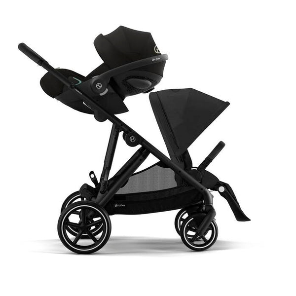 CYBEX GAZELLE S DUPLO BLACK, carrinho duplo com duas unidades de assento incluídas, mais de 20 configurações, arnês One-Pull, fecho compacto, grande capacidade de arrumação e compatibilidade com alcofas e cadeiras auto CYBEX, BeSafe e Maxi-Cosi.