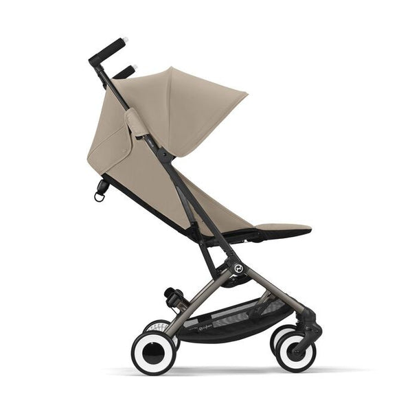 CYBEX LIBELLE SILVER, carrinho de bebé ultracompacto de 6 kg, compatível com bagagem de mão, preparado para Travel System, com arnês ajustável de um puxão e utilização desde o nascimento até aos 22 kg. Almond Beige