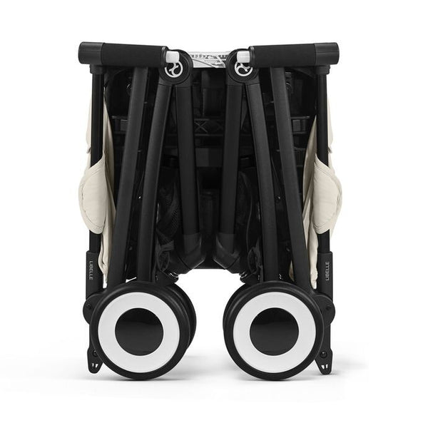 CYBEX LIBELLE SILVER, carrinho de bebé ultracompacto de 6 kg, compatível com bagagem de mão, preparado para Travel System, com arnês ajustável de um puxão e utilização desde o nascimento até aos 22 kg. Canvas White