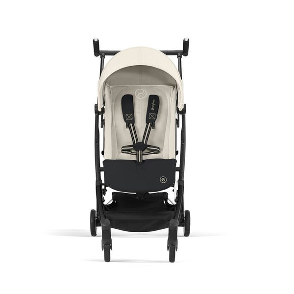 CYBEX LIBELLE SILVER, carrinho de bebé ultracompacto de 6 kg, compatível com bagagem de mão, preparado para Travel System, com arnês ajustável de um puxão e utilização desde o nascimento até aos 22 kg. Canvas White