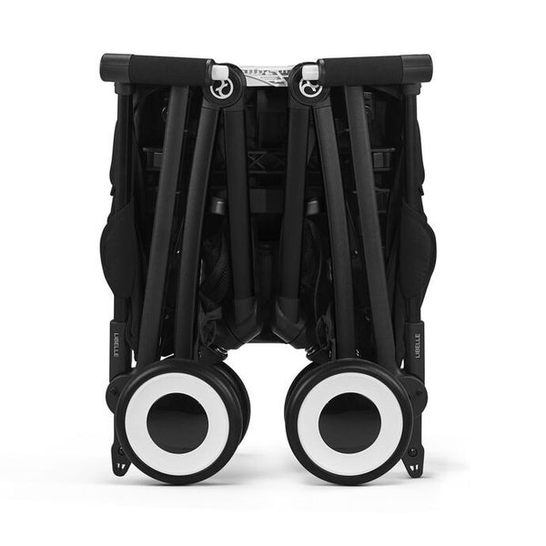 CYBEX LIBELLE SILVER, carrinho de bebé ultracompacto de 6 kg, compatível com bagagem de mão, preparado para Travel System, com arnês ajustável de um puxão e utilização desde o nascimento até aos 22 kg. Magic Black