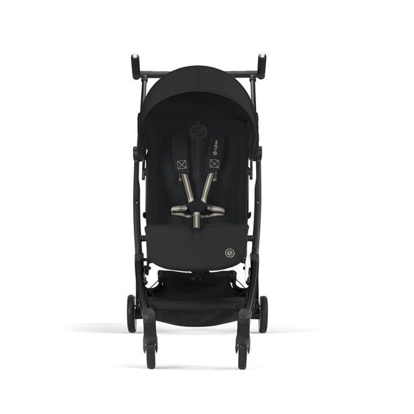 CYBEX LIBELLE SILVER, carrinho de bebé ultracompacto de 6 kg, compatível com bagagem de mão, preparado para Travel System, com arnês ajustável de um puxão e utilização desde o nascimento até aos 22 kg. Magic Black