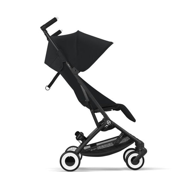 CYBEX LIBELLE SILVER, carrinho de bebé ultracompacto de 6 kg, compatível com bagagem de mão, preparado para Travel System, com arnês ajustável de um puxão e utilização desde o nascimento até aos 22 kg. Magic Black