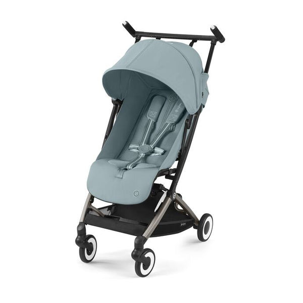 CYBEX LIBELLE SILVER, carrinho de bebé ultracompacto de 6 kg, compatível com bagagem de mão, preparado para Travel System, com arnês ajustável de um puxão e utilização desde o nascimento até aos 22 kg. Stormy Blue