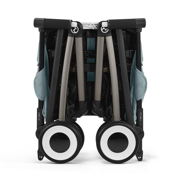 CYBEX LIBELLE SILVER, carrinho de bebé ultracompacto de 6 kg, compatível com bagagem de mão, preparado para Travel System, com arnês ajustável de um puxão e utilização desde o nascimento até aos 22 kg. Stormy Blue