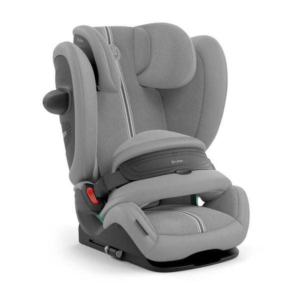 Cadeira auto CYBEX Pallas G3 Plus 2 em 1 com almofada de segurança, encosto de cabeça reclinável, sistema L.S.P. Plus, ventilação completa e utilização dos 76 aos 150 cm. Stone Grey