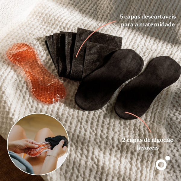 Almofada Pós-parto de Gel Calmante Doomoo para terapia de frio e calor, concebida para aliviar o períneo, hemorroidas, cicatrizes, dores pós-parto e desconfortos da amamentação.