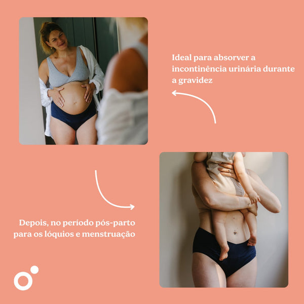 Cueca Pós-parto e Menstrual Doomoo Flowly com elevada absorção, proteção até 12 horas, tecido sem costuras e ajuste confortável durante a gravidez, pós-parto e menstruação.