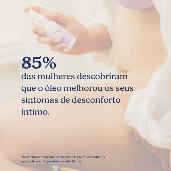 Óleo Íntimo Protetor Doomoo x Shinncare com óleos naturais, aloe vera e bisabolol para proteger, nutrir e aliviar a zona íntima durante a gravidez, pós-parto e uso diário.
