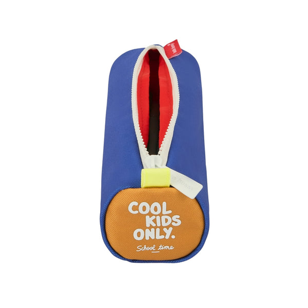 Estojo Individual Hello Hossy em poliéster reciclado, impermeável, com compartimento único espaçoso, fecho resistente e design moderno para material escolar cor mini blue canyon