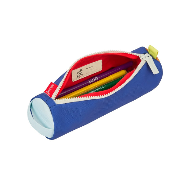 Estojo Individual Hello Hossy em poliéster reciclado, impermeável, com compartimento único espaçoso, fecho resistente e design moderno para material escolar cor mini blue canyon
