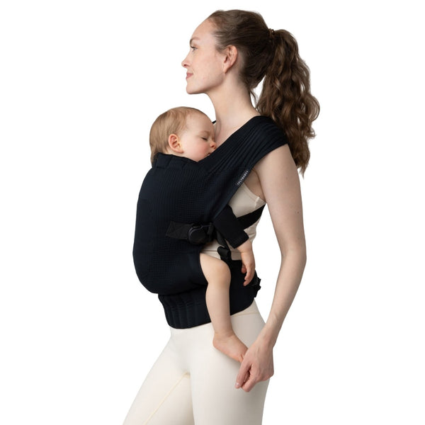 Marsúpio Flybaby ergonómico em tecido 3D Knit respirável, ultraleve, ajustável e adequado desde o nascimento até aos 15 kg cor black