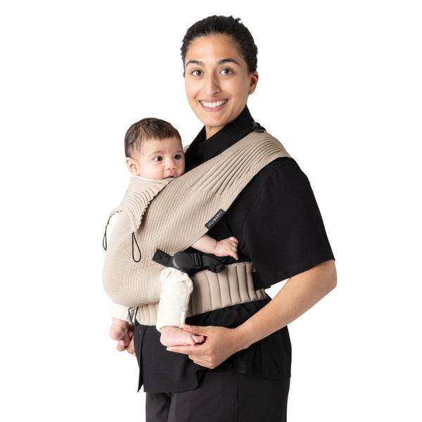 Marsúpio Flybaby ergonómico em tecido 3D Knit respirável, ultraleve, ajustável e adequado desde o nascimento até aos 15 kg cor creme