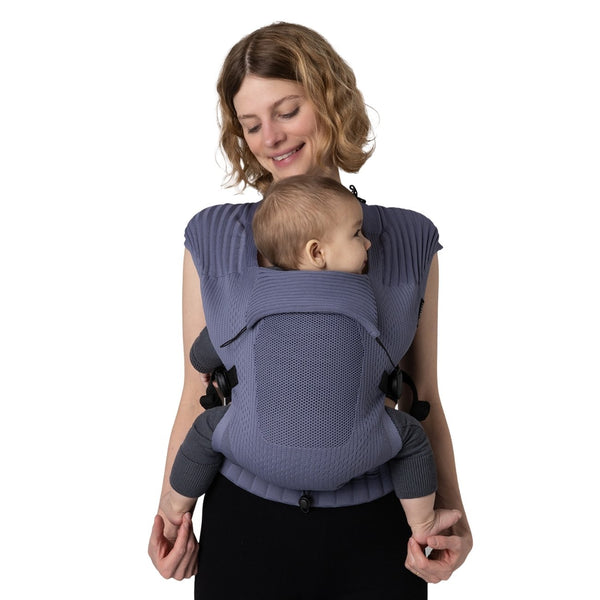 Marsúpio Flybaby ergonómico em tecido 3D Knit respirável, ultraleve, ajustável e adequado desde o nascimento até aos 15 kg cor haze