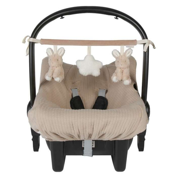 Grinalda para bebé para colocar na cadeirinha, com formato leve e compacto para acompanhar os passeios e entreter o bebé. Baby Bunny