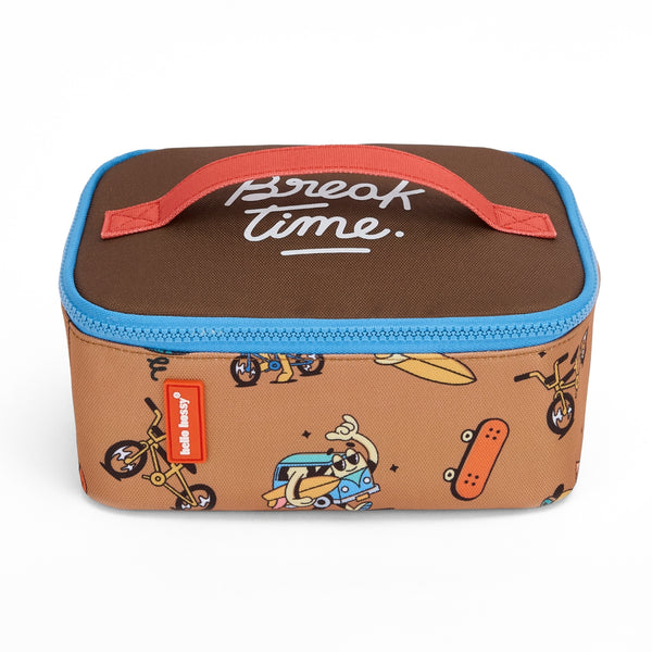 Lancheira Grande Hello Hossy com interior isotérmico, tecido impermeável, bolso interior e exterior, pega de transporte e capacidade de 3 litros em poliéster reciclado. Mascots Ride