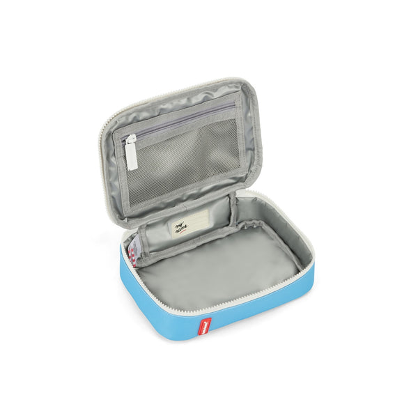 Lancheira Pequena Hello Hossy com interior isotérmico, tecido impermeável, pega de transporte, capacidade de 1,7 litros e fabrico em poliéster reciclado, ideal para creche e escola. Sky Pop