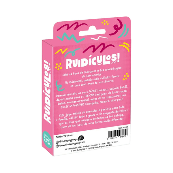 Let's Go – Ruidículos!, jogo de imitação de sons para 2 ou mais jogadores, com três níveis de dificuldade e desafios divertidos para toda a família.