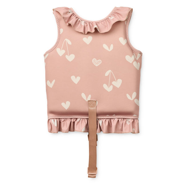 Colete de natação infantil com folhos em neoprene de secagem rápida, com fecho frontal e fita de segurança entre as pernas para aprendizagem da natação Pale Tuscany