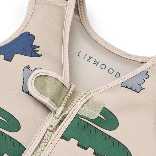 Colete de natação para bebé para ou criança para o verão da liewood na cor DINOSAURS MIST