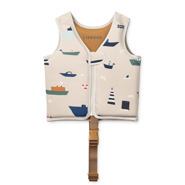 Colete de natação para bebé para ou criança para o verão da liewood na cor Sailing sandy
