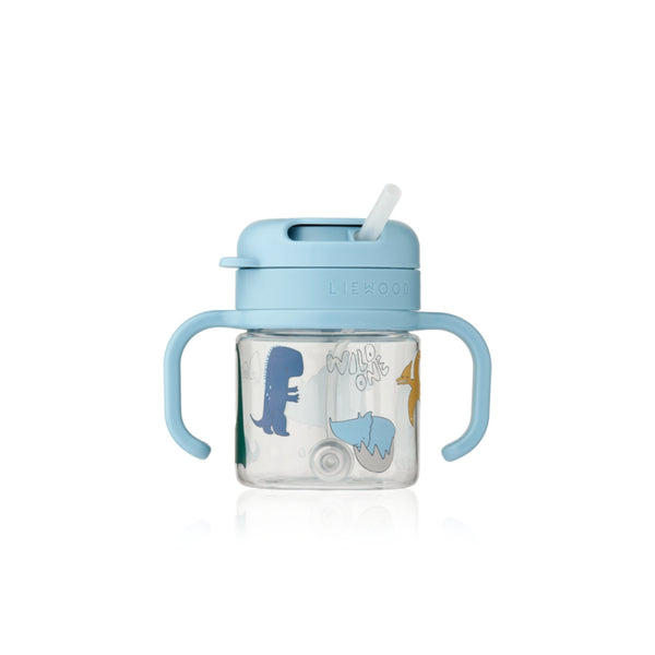 Copo infantil de Tritan com asas e palha de silicone, capacidade de 280 ml e tampa com sistema de bloqueio para beber de forma autónoma.
Dino Roar Sandy