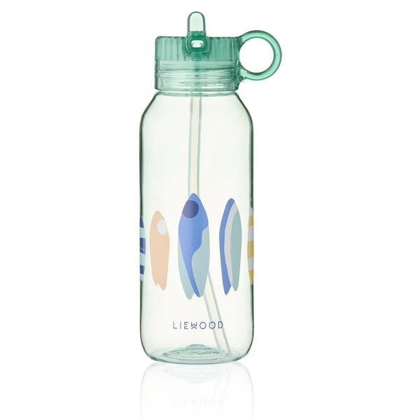 Garrafa de Tritan YANG 500 ml com tampa de bocal pop-up e pega integrada, ideal para manter as crianças hidratadas na escola e durante os passeios. Boards