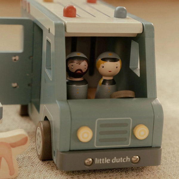 Brinquedo Carrinha da Polícia com acessórios da little dutch em madeira