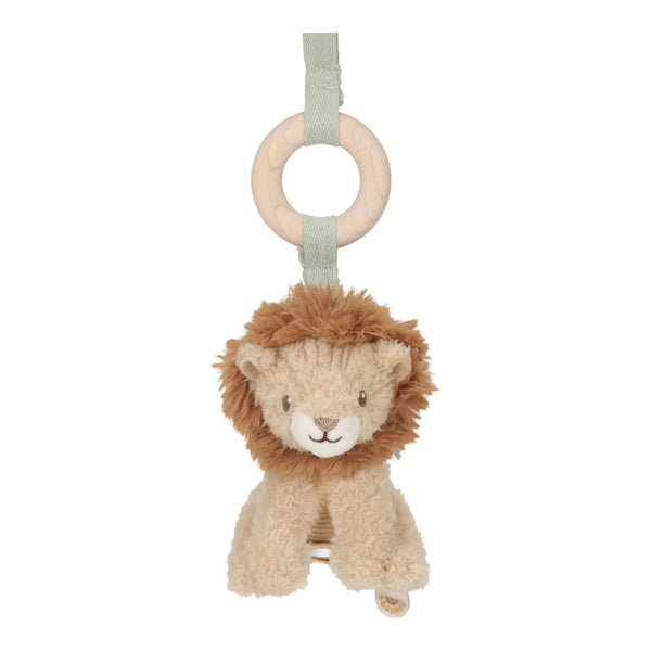 Ginásio de atividades para bebé com arco em madeira e brinquedos macios de animais do safari para estimular os sentidos e a coordenação mão e olho.