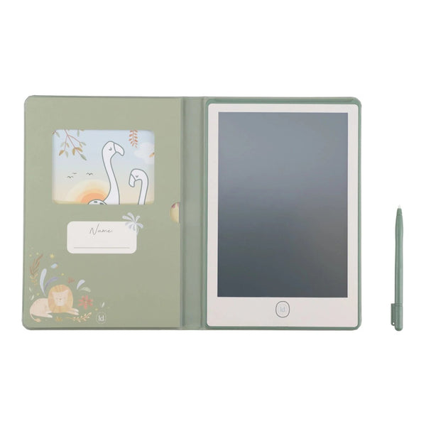 Tablet mágico de desenho infantil com caneta e 30 cartões de atividades, ideal para estimular a criatividade, coordenação motora e imaginação das crianças.