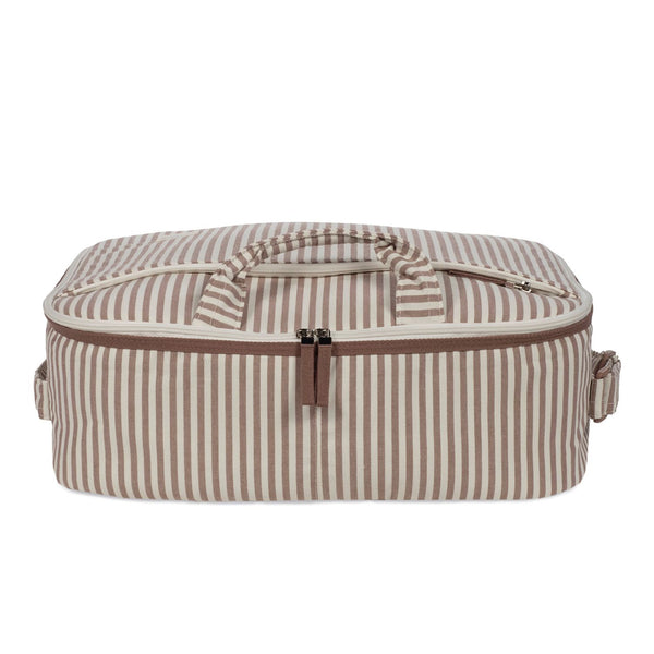 Mala grande de maternidade da Walking Mum modelo praline strips cor moka - vermelho