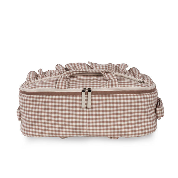 mala grande de maternidade da walking mum modelo praline vichy na cor moka - vermelho