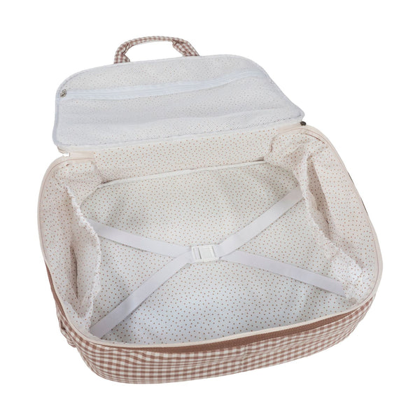 mala grande de maternidade da walking mum modelo praline vichy na cor moka - vermelho