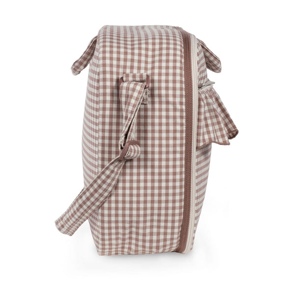mala grande de maternidade da walking mum modelo praline vichy na cor moka - vermelho