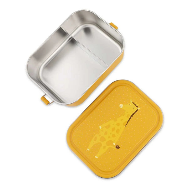 Marmita Metálica Grande infantil em aço inoxidável com fechos de silicone, resistente e fácil de abrir pelas crianças. Mr Giraffe