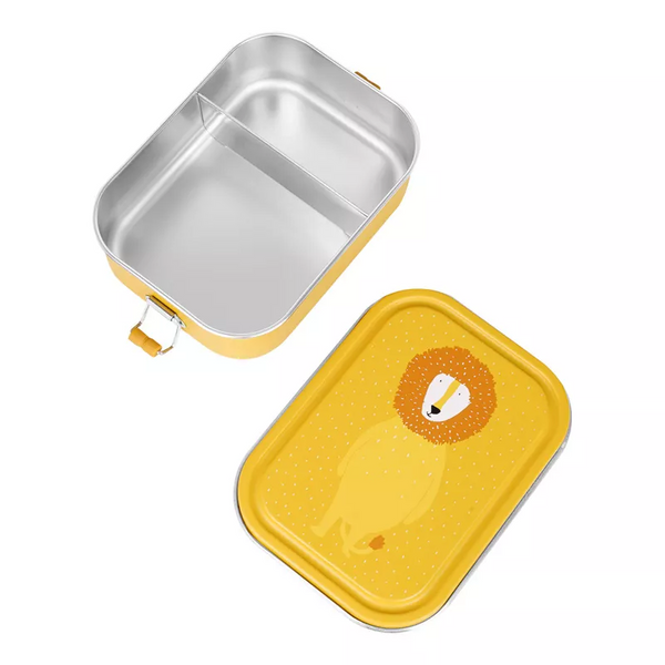 Marmita Metálica Grande infantil em aço inoxidável com fechos de silicone, resistente e fácil de abrir pelas crianças. Mr Lion