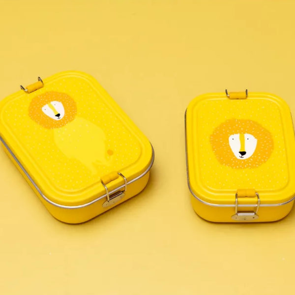 Marmita Metálica Grande infantil em aço inoxidável com fechos de silicone, resistente e fácil de abrir pelas crianças. Mr Lion