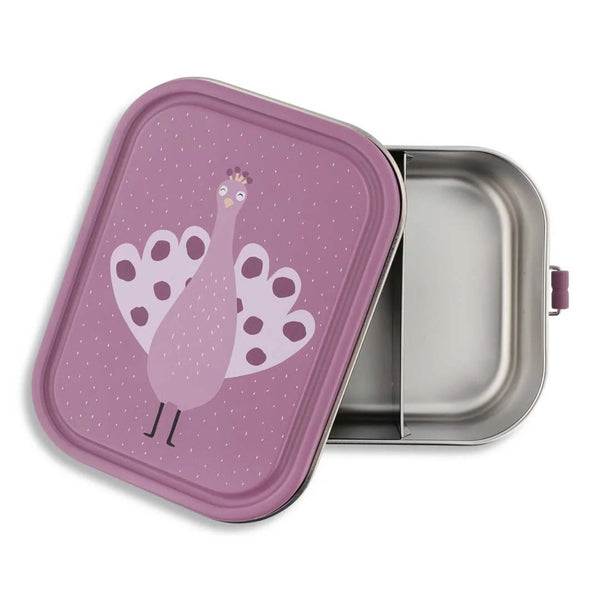 Marmita Metálica Grande infantil em aço inoxidável com fechos de silicone, resistente e fácil de abrir pelas crianças. Mr Peacock