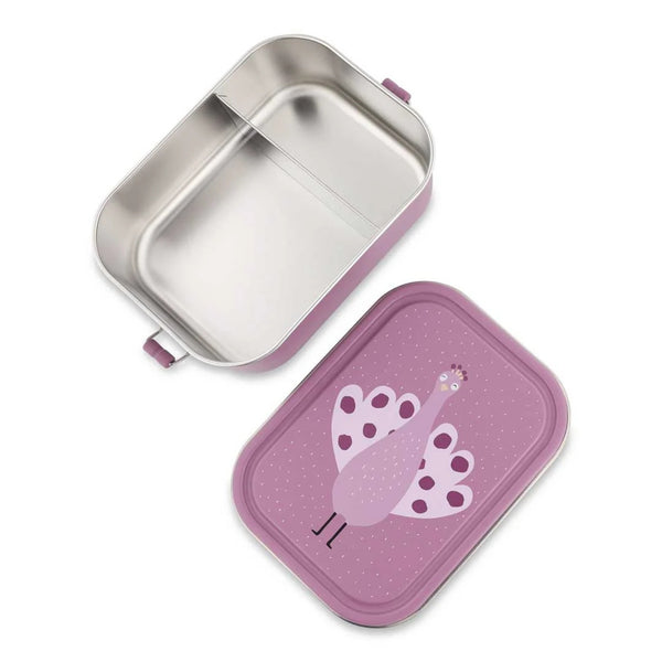 Marmita Metálica Grande infantil em aço inoxidável com fechos de silicone, resistente e fácil de abrir pelas crianças. Mr Peacock