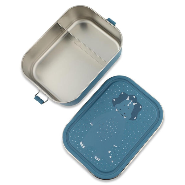 Marmita Metálica Grande infantil em aço inoxidável com fechos de silicone, resistente e fácil de abrir pelas crianças. Mr Triceratops