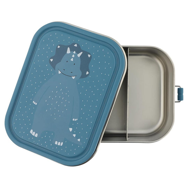 Marmita Metálica Grande infantil em aço inoxidável com fechos de silicone, resistente e fácil de abrir pelas crianças. Mr Triceratops