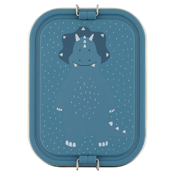 Marmita Metálica Grande infantil em aço inoxidável com fechos de silicone, resistente e fácil de abrir pelas crianças. Mr Triceratops