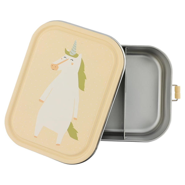 Marmita Metálica Grande infantil em aço inoxidável com fechos de silicone, resistente e fácil de abrir pelas crianças. Mrs Unicorn