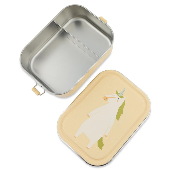 Marmita Metálica Grande infantil em aço inoxidável com fechos de silicone, resistente e fácil de abrir pelas crianças. Mrs Unicorn