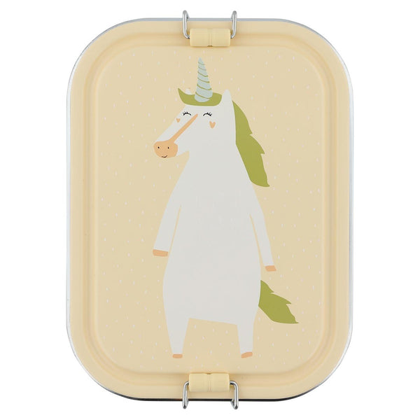 Marmita Metálica Grande infantil em aço inoxidável com fechos de silicone, resistente e fácil de abrir pelas crianças. Mrs Unicorn