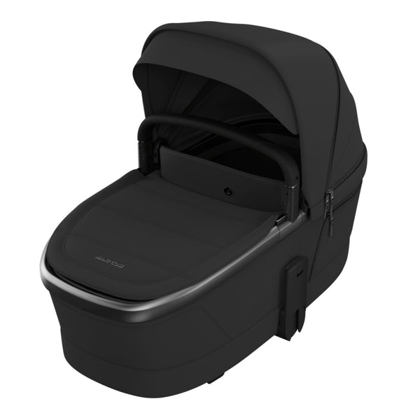 MAXI-COSI Alcofa Fame com tecnologia SoothingSlope, altura ajustável em três níveis, colchão de dupla face, capota extensível, ventilação integrada e acabamentos premium em EcoPele para bebés até aos 9 kg. Onyx Black