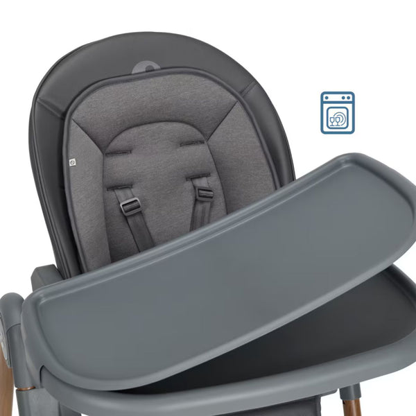 Cadeira de refeição Maxi-Cosi Ava Plus compacta com redutor para recém-nascido e tabuleiro ajustável na cor graphite