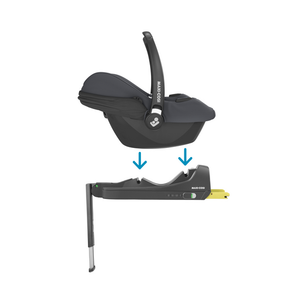 Cadeira auto MAXI-COSI CabrioFix i-Size ultraleve com apenas 3,2 kg, homologada i-Size, compatível com base ISOFIX ou cinto de segurança, capota com proteção UV e utilização desde o nascimento até aos 75 cm. Essential Graphite